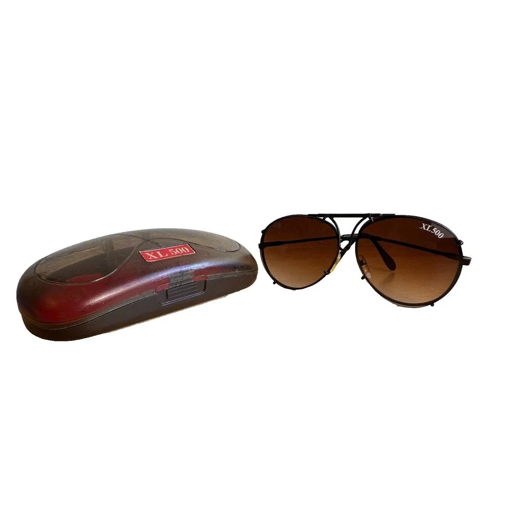 Vintage 1980s XL500 Aviator Sunglasses 3 Interchangeable Lenses Taiwan ROC Case